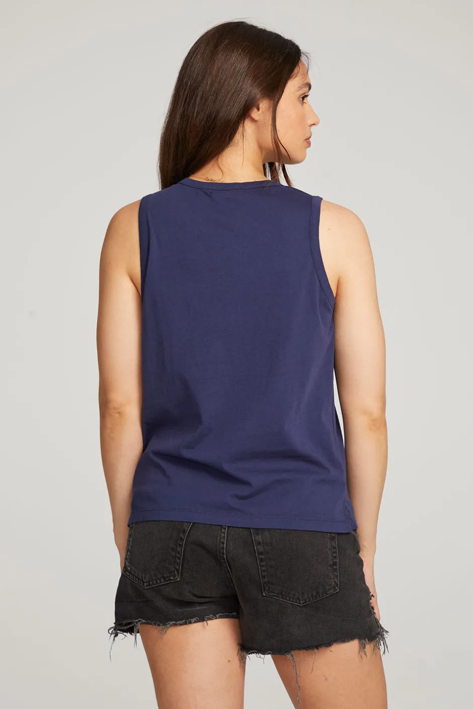 Women Chaser Brand Basic Sapphire Slit Tank