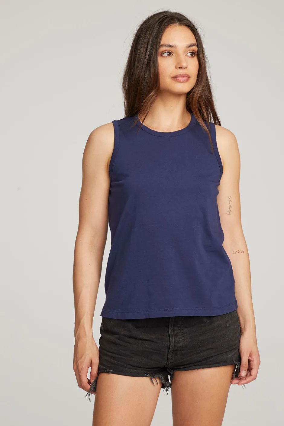 Women Chaser Brand Basic Sapphire Slit Tank