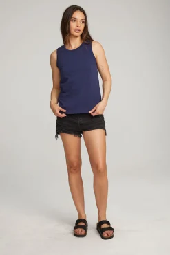 Women Chaser Brand Basic Sapphire Slit Tank