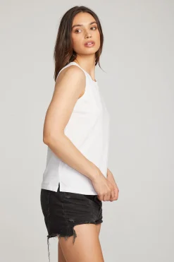 Women Chaser Brand Basic White Slit Tank