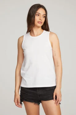 Women Chaser Brand Basic White Slit Tank