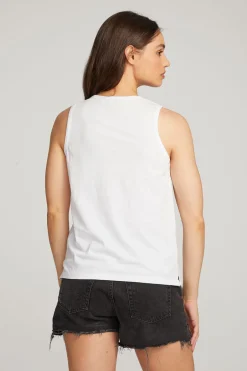 Women Chaser Brand Basic White Slit Tank