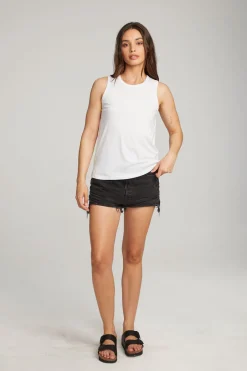 Women Chaser Brand Basic White Slit Tank