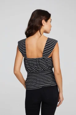 Women Chaser Brand Bayshore Tank Top - Black And White Stripe