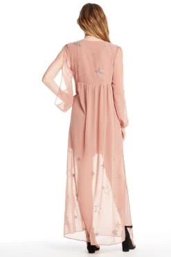 Women Chaser Brand BEADED STAR L/S V NECK MAXI DRESS