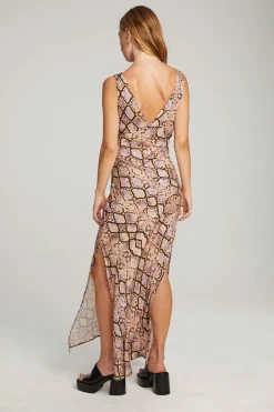 Women Chaser Brand Belle Python Print Maxi Dress