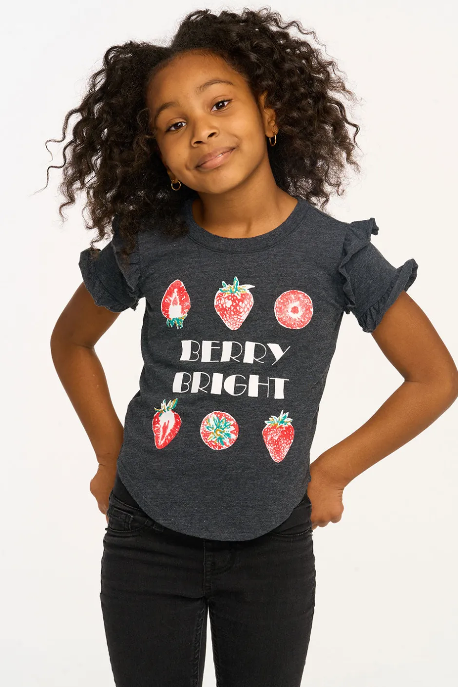 Kids Chaser Brand Berry Bright Ruffle Sleeve Tee