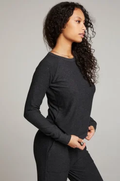 Women Chaser Brand Black Long Sleeve Raglan Pullover