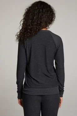 Women Chaser Brand Black Long Sleeve Raglan Pullover