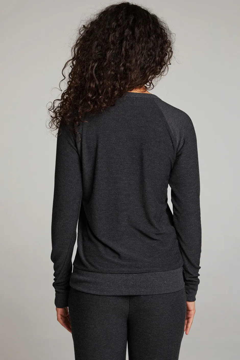 Women Chaser Brand Black Long Sleeve Raglan Pullover