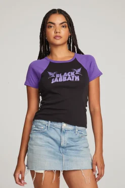 Women Chaser Brand Black Sabbath Henry Logo Tee