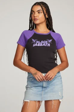 Women Chaser Brand Black Sabbath Henry Logo Tee