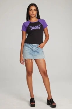 Women Chaser Brand Black Sabbath Henry Logo Tee