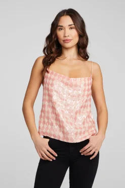 Women Chaser Brand Bleeker Tank Top Embellished Check