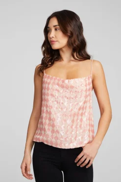 Women Chaser Brand Bleeker Tank Top Embellished Check