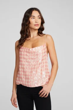 Women Chaser Brand Bleeker Tank Top Embellished Check