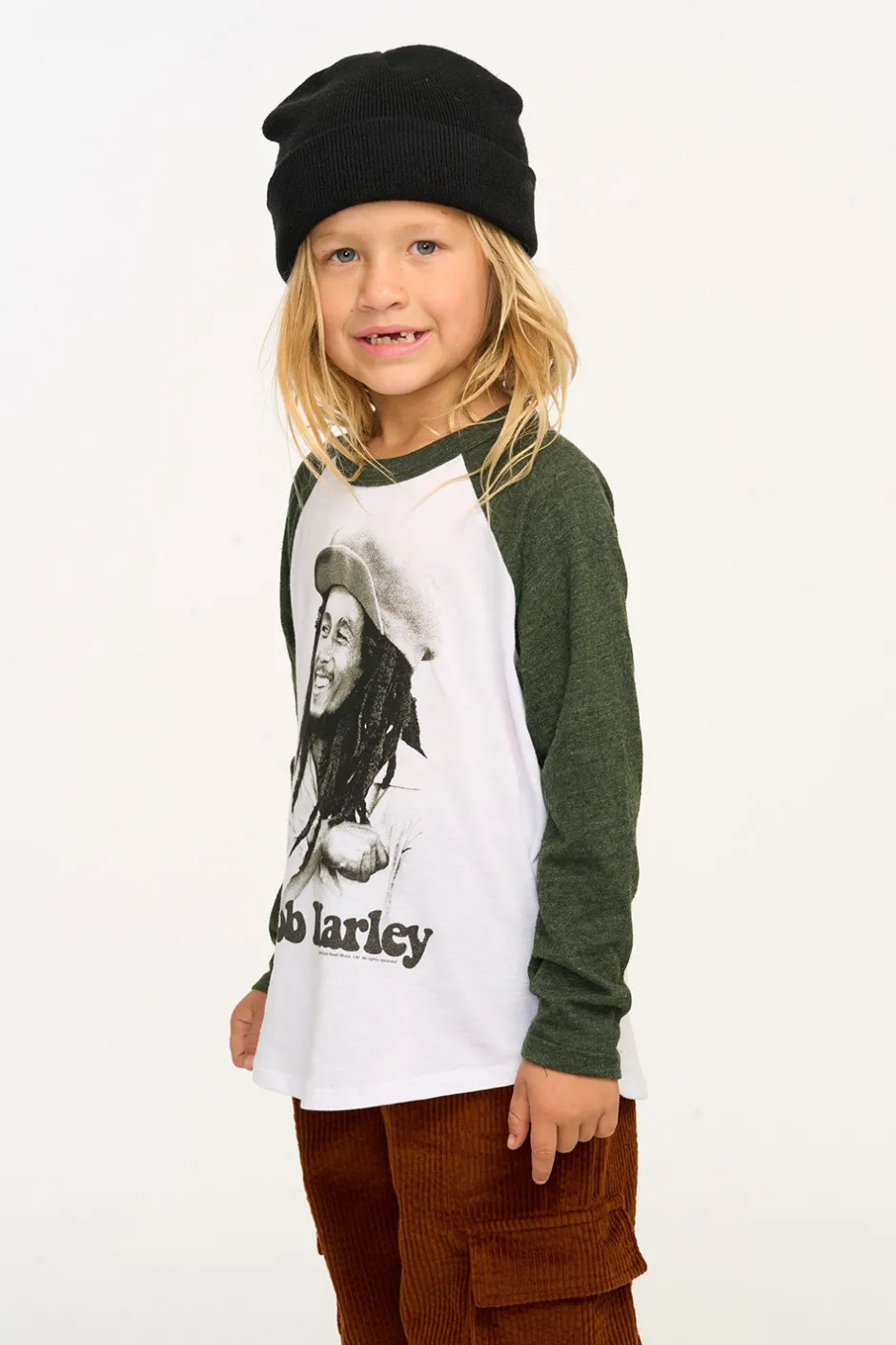 Women/Kids/BOY Chaser Brand Bob Marley Portrait Boys Baseball Tee