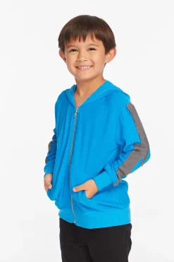 Kids/BOY Chaser Brand Bolt Blue Danube Long Sleeve Zip Up Hoodie