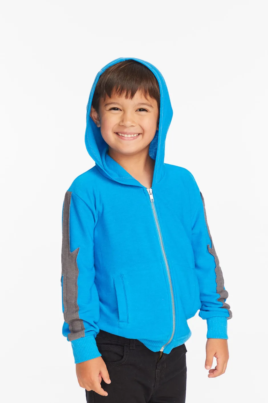 Kids/BOY Chaser Brand Bolt Blue Danube Long Sleeve Zip Up Hoodie