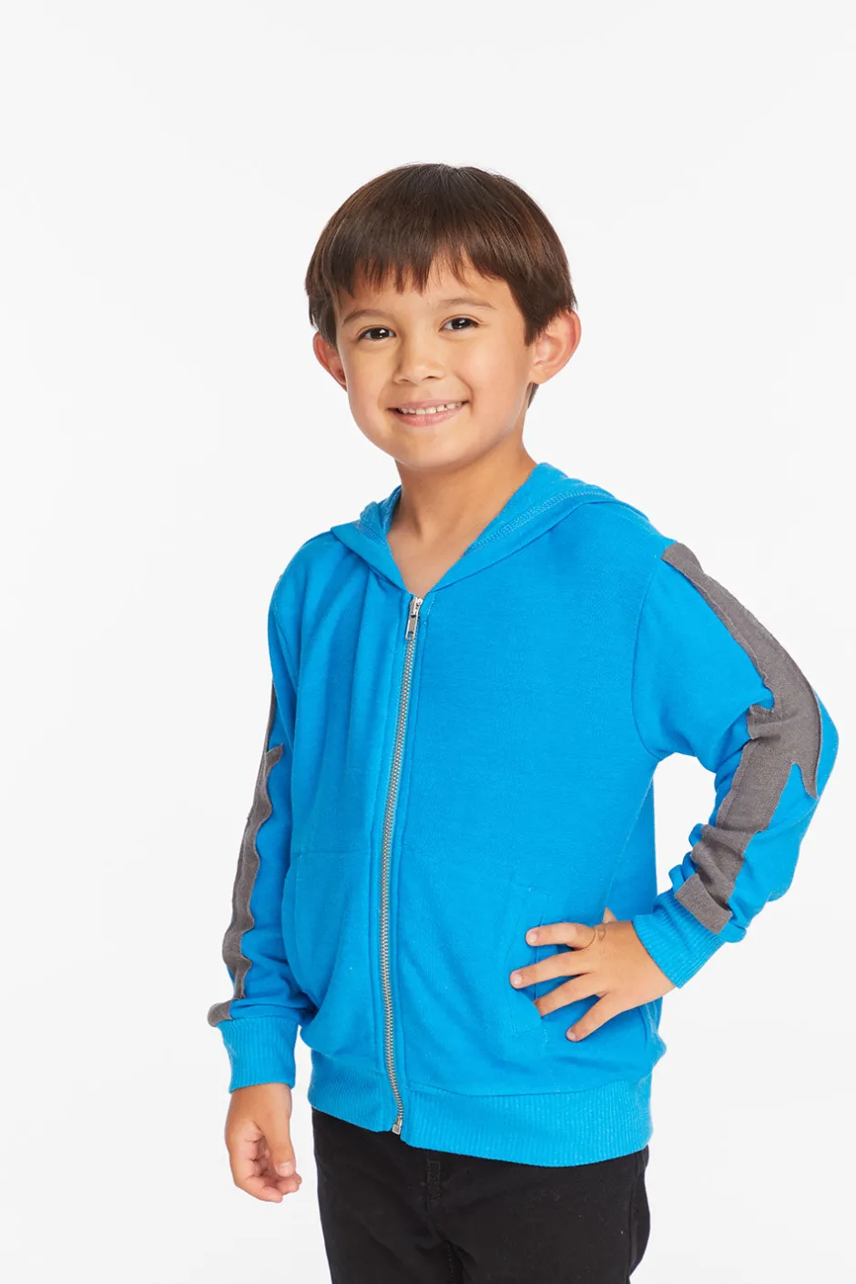 Kids/BOY Chaser Brand Bolt Blue Danube Long Sleeve Zip Up Hoodie