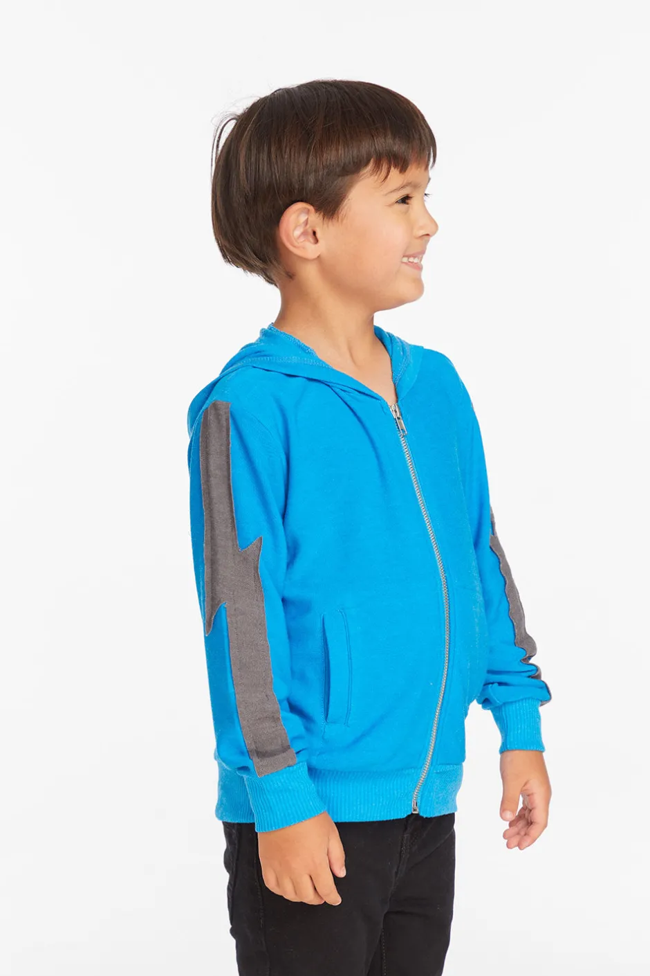 Kids/BOY Chaser Brand Bolt Blue Danube Long Sleeve Zip Up Hoodie