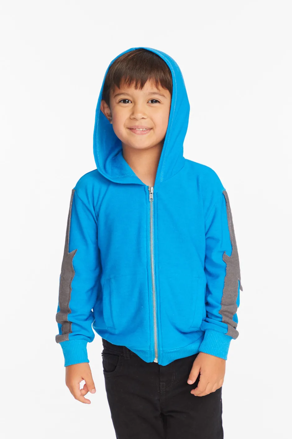 Kids/BOY Chaser Brand Bolt Blue Danube Long Sleeve Zip Up Hoodie