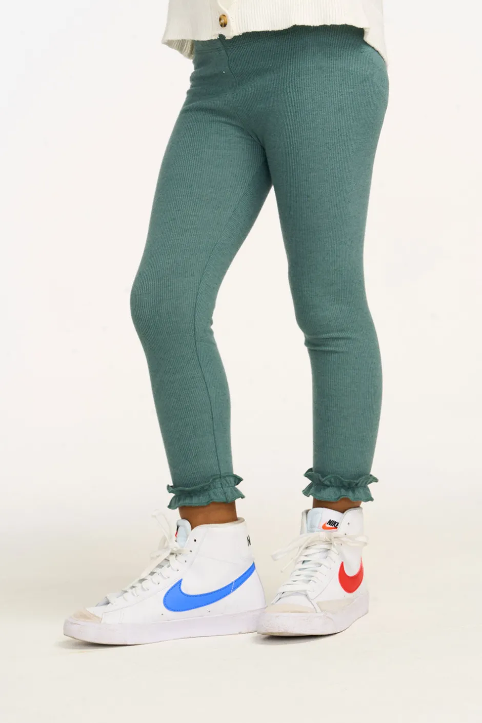 Kids Chaser Brand Bottom Ruffle Dark Forest Green Legging
