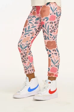 Kids Chaser Brand Bottom Ruffle Floral & Leopard Print Legging