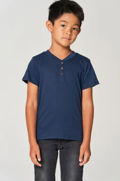 Kids/BOY Chaser Brand Boys Bella Jersey Short Sleeve Henley With Cocount Buttons