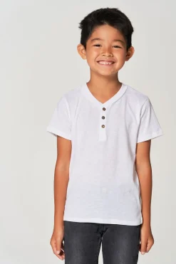 Kids/BOY Chaser Brand Boys Bella Jersey Short Sleeve Henley With Cocount Buttons