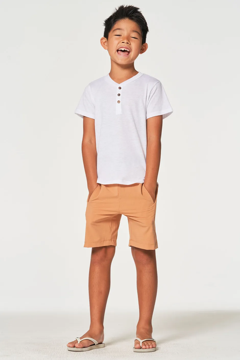Kids/BOY Chaser Brand Boys Bella Jersey Short Sleeve Henley With Cocount Buttons