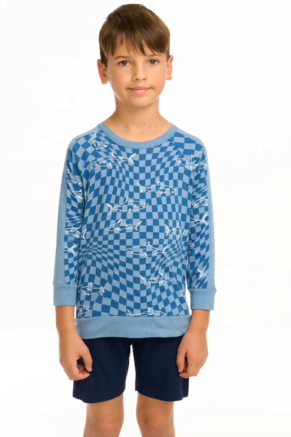 Kids/BOY Chaser Brand Boy's Checkered Shark Raglan Pullover