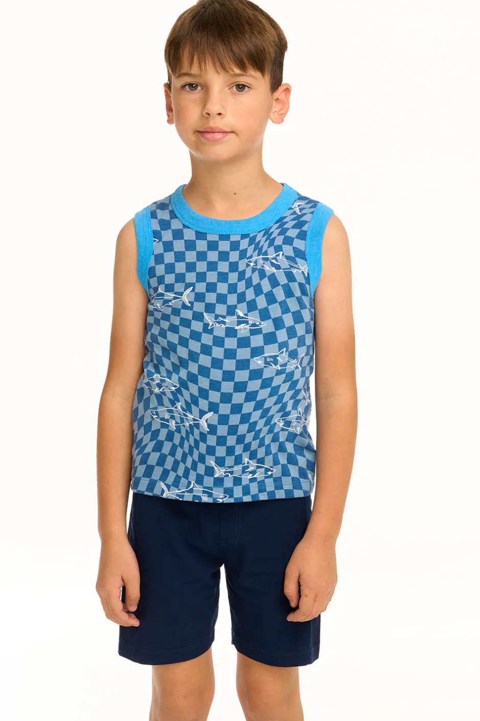 Kids/BOY Chaser Brand Boy's Checkered Shark Recycled Vintage Jersey Tank