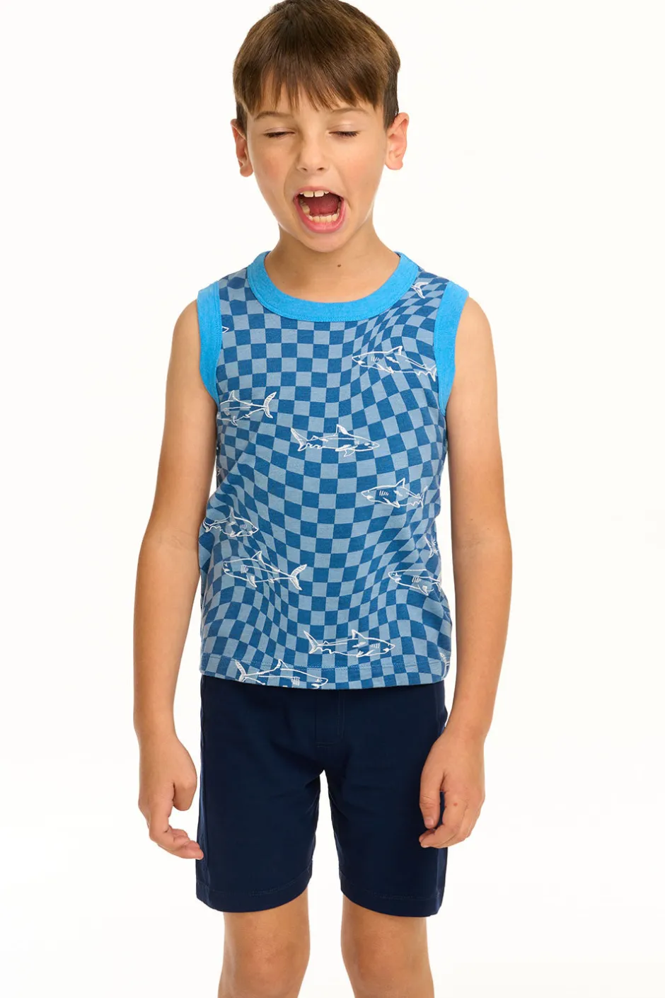 Kids/BOY Chaser Brand Boy's Checkered Shark Recycled Vintage Jersey Tank