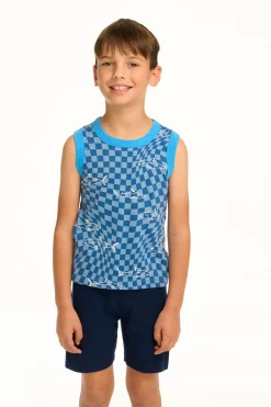Kids/BOY Chaser Brand Boy's Checkered Shark Recycled Vintage Jersey Tank