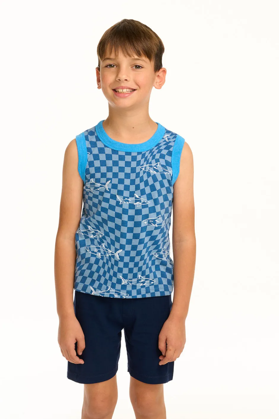 Kids/BOY Chaser Brand Boy's Checkered Shark Recycled Vintage Jersey Tank