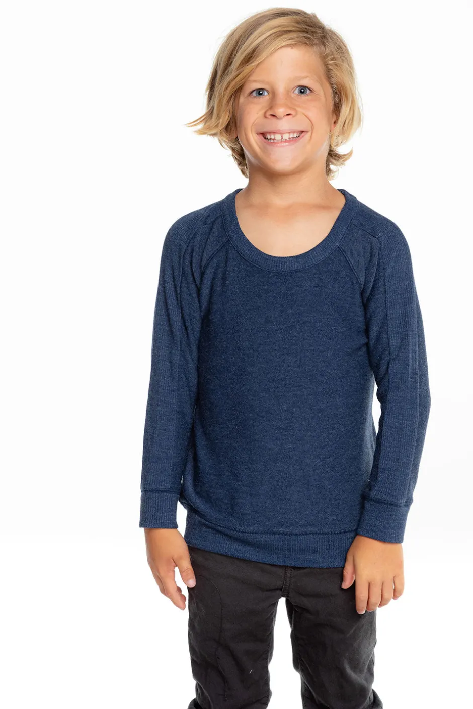 Kids/BOY Chaser Brand Boys Cozy Knit Long Sleeve Rib Panel Raglan Pullover