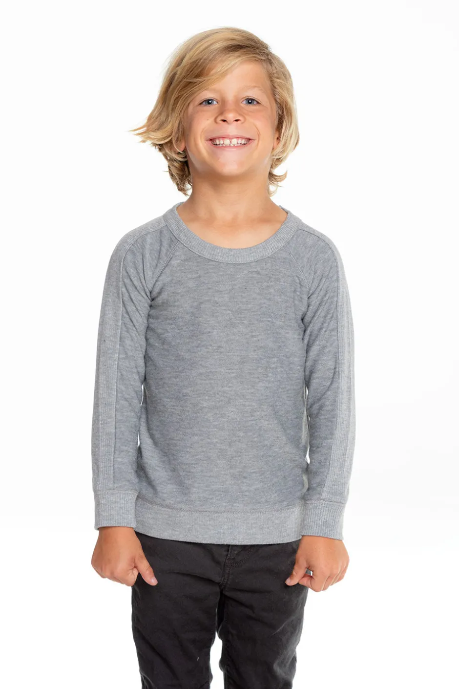 Kids/BOY Chaser Brand Boys Cozy Knit Long Sleeve Rib Panel Raglan Pullover