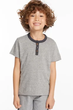 Kids/BOY Chaser Brand Boys Heather Grey Short Sleeve Henley