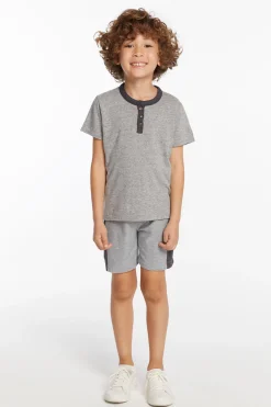 Kids/BOY Chaser Brand Boys Heather Grey Short Sleeve Henley