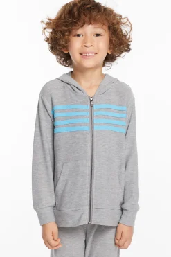 Kids/BOY Chaser Brand Boys Heather Grey Zip Up Hoodie With Strapping