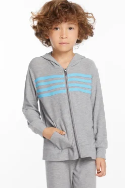 Kids/BOY Chaser Brand Boys Heather Grey Zip Up Hoodie With Strapping