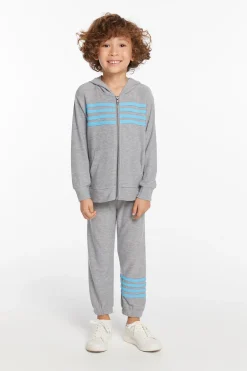 Kids/BOY Chaser Brand Boys Heather Grey Zip Up Hoodie With Strapping