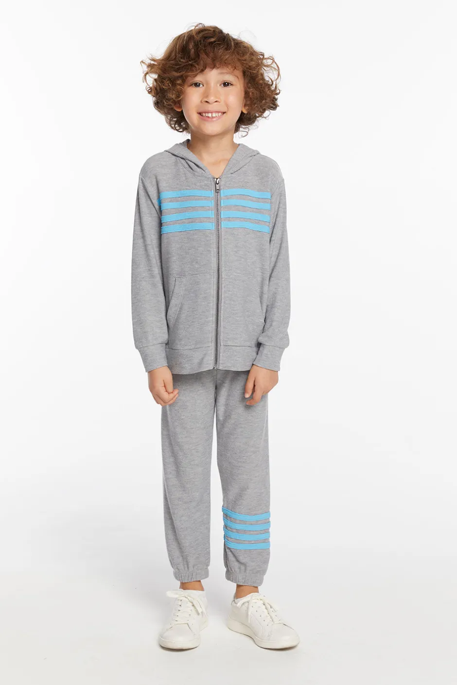Kids/BOY Chaser Brand Boys Heather Grey Zip Up Hoodie With Strapping