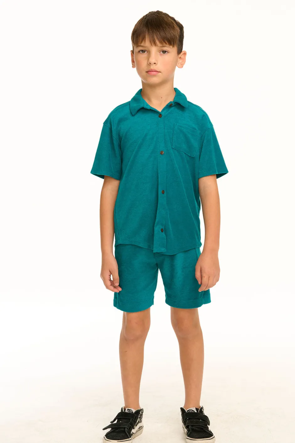 Kids/BOY Chaser Brand Boy's Lake Green Terry Cloth Button Down Collared Shirt