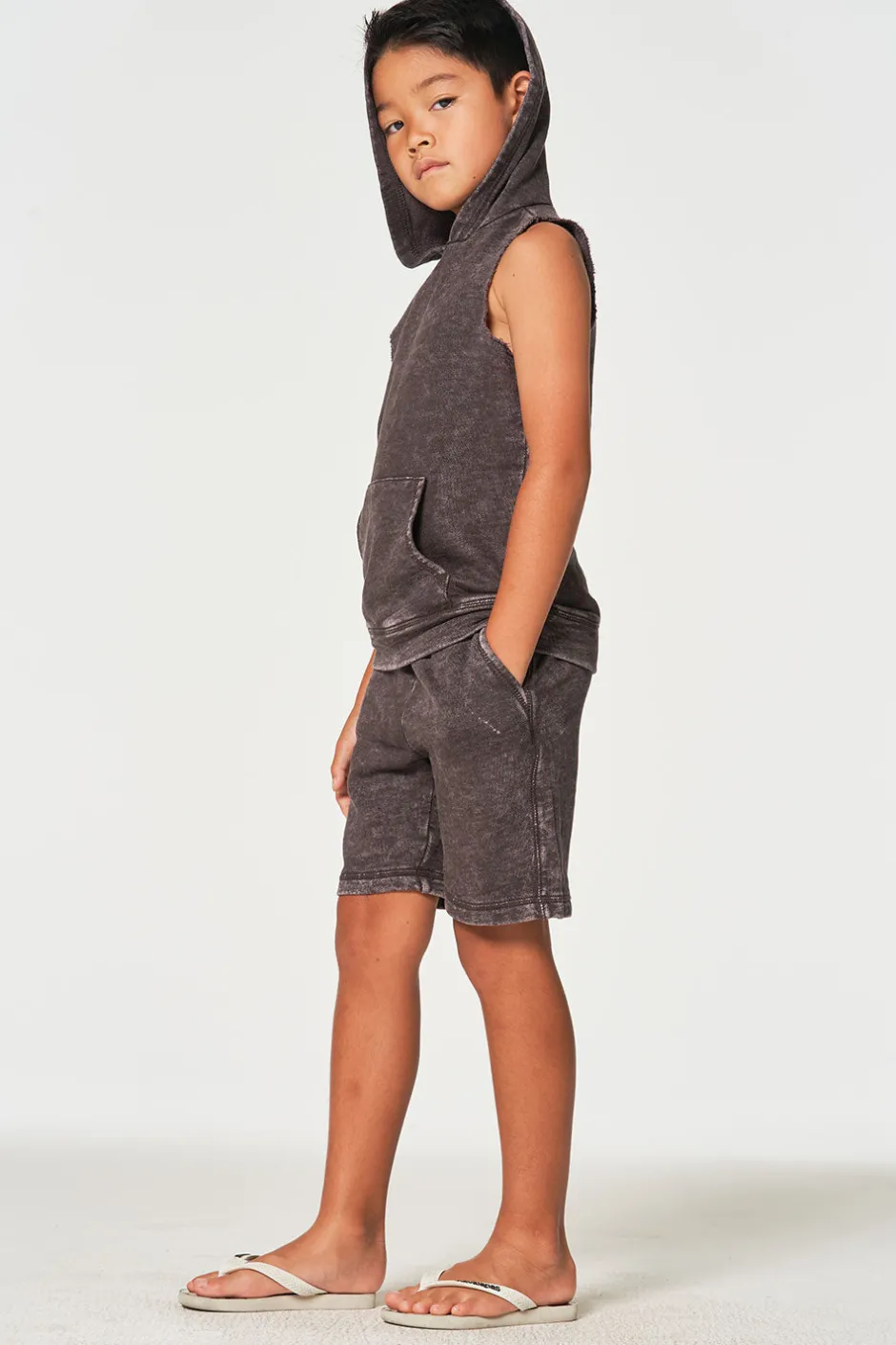 Kids/BOY Chaser Brand Boys Linen French Terry Sleeveless Muscle Pullover Hoodie