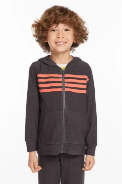 Kids/BOY Chaser Brand Boys Vintage Black Zip Up Hoodie With Strapping