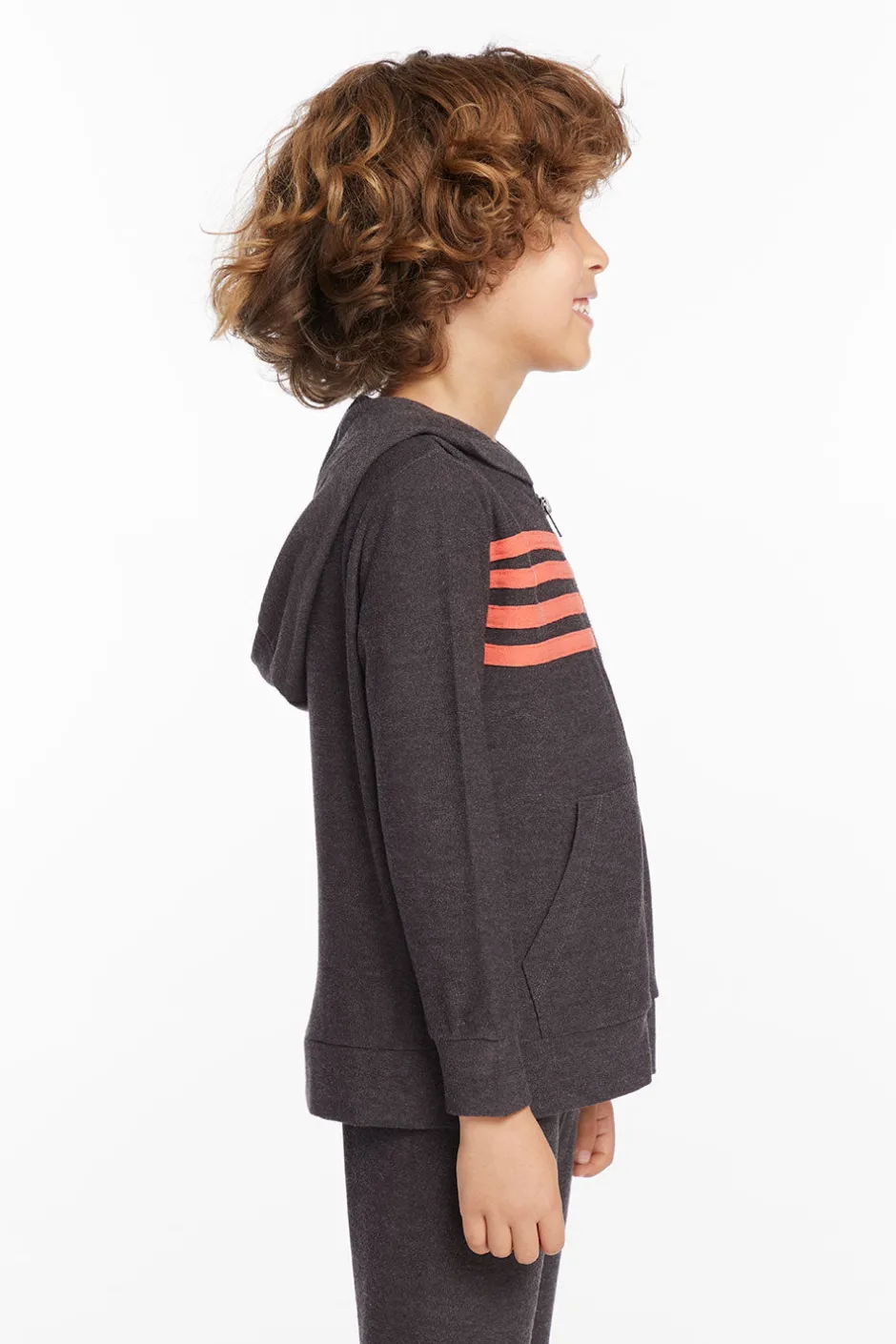 Kids/BOY Chaser Brand Boys Vintage Black Zip Up Hoodie With Strapping