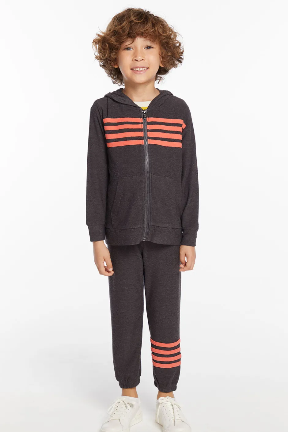 Kids/BOY Chaser Brand Boys Vintage Black Zip Up Hoodie With Strapping