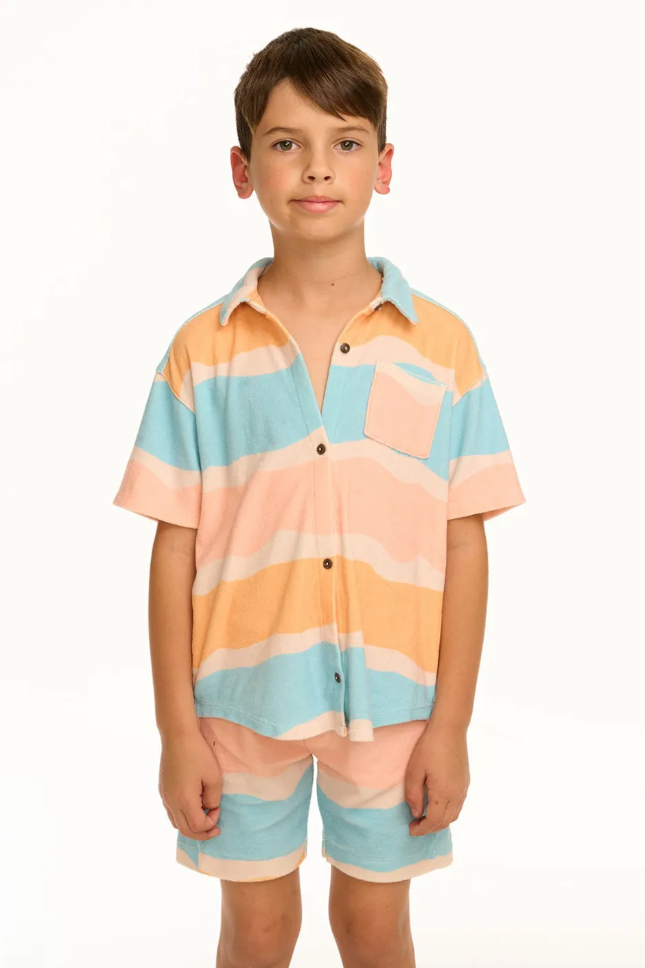 Kids/BOY Chaser Brand Boy's Wavy Stripe Collared Button Down Shirt